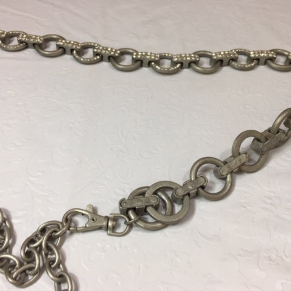 Chico's Silver Toned Rhinestones Chained Belt - Picture 7 of 7